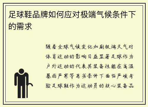 足球鞋品牌如何应对极端气候条件下的需求
