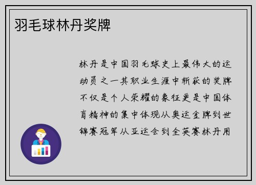 羽毛球林丹奖牌